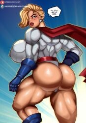 ass bare_legs biceps big_breasts blonde_hair boots breasts bubble_butt busty calves cape dc dc_comics earrings erect_nipples female female_focus female_only gloves hourglass_figure leotard lipstick makeup muscles muscular muscular_female muscular_legs muscular_thighs nipple_piercing pinup pinup_pose power_girl rear_view short_hair solo superheroine superman_(series) tagme thong_leotard wide_hips wkart