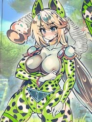 absorbed absorption absorption_vore breasts cell_(dragon_ball) female fusion mythra_(xenoblade) post_transformation transformation xenoblade_(series)