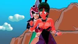 3d animated ass banchouforte big_breasts bounce bouncing_breasts breast_grab breast_punch breast_squeeze breasts bulma bulma_(bunny) bulma_briefs bunny_girl chichi chichi's_armor chichi's_helmet cuntbusting dragon_ball dragon_ball_z female fight flying huhnill huhnill_vids kicking knocked_out punch swinging_breasts tagme video