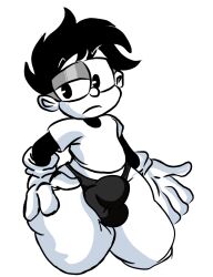 1boy black_and_white black_hair bulge cartoon femboy loquendo loquendo_youtuber male male_only marlon marlon_(character) marlonxd monochrome panties solo thick_thighs thighs white_skin youtube youtuber youtuber_boy