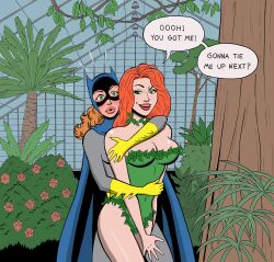 barbara_gordon batgirl batman_(series) blush blushing dc dc_comics flirting green_eyes poison_ivy red_hair redhead superheroine supervillainess tagme