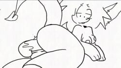 animated animation_meme_community blush_lines bodily_fluids breasts disembodied_penis female female_penetrated looking_back looping_animation no_color short_playtime solar_qwq solarqwq