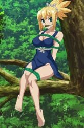 arms_tied_behind_back bit_gag blonde_hair blue_eyes bondage bound_legs dr.stone gag gagged kohaku_(dr.stone) looking_at_viewer pikname45