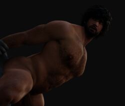 bara beard capcom carlos_oliveira facial_hair gonnnsfw hairy hairy_armpits hairy_arms hairy_balls hairy_chest hairy_legs hairy_male manly messy_hair muscles muscular muscular_male pecs power_bottom resident_evil strong