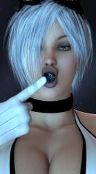 1girls 3d 3d_(artwork) big_breasts black_collar boomgts breasts collar daz3d earth giantess giantess_vore giga_giantess gloves looking_at_viewer original original_character planet swallowed_whole swallowing vore white_hair white_skinned_female