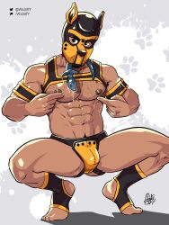 1boy 1male abs biceps bulge bulging_biceps buttplug daddy jockstrap kink lad male male_only manly masked_male muscles muscular muscular_male nipple_play nipples pecs puppy_mask puppyplay sex_toy shirtless_male solo solo_male squatting thick_thighs underwear velgaty wet_buttplug