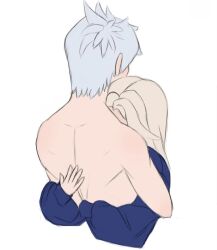 1boy 1boy1girl 1girls blonde_female blonde_hair crossover cute disney disney_princess dreamworks elsa_(frozen) embrace fanon_couple female flirting frozen_(film) hugging jack_frost jack_frost_(rise_of_the_guardians) jelsa light-skinned_female light-skinned_male male male/female paramount_pictures rise_of_the_guardians romantic sex shirtless shirtless_(male) silver_hair straight sweet