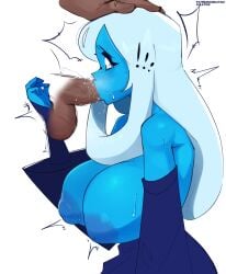 big_breasts blowjob blue_diamond_(steven_universe) lilatole steven_universe sucking sweat tagme white_background white_hair