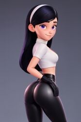 1girls ai_generated disney pin3d slim slim_waist small_ass small_breasts solo solo_focus stable_diffusion tagme the_incredibles violet_parr