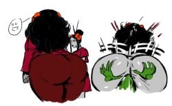 1girls 2girls aradia_megido big_ass big_butt black_hair caliborn damara_megido fat_ass female female_only homestuck ms_paint_adventures multiple_girls redblacktac redfred sex