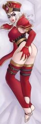 1girls big_breasts big_butt blindwildcat blizzard_entertainment human human_(world_of_warcraft) light-skinned_female light_skin red_eyes sally_whitemane solo thighhighs warcraft white_hair world_of_warcraft