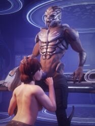 1boy 1boy1girl 1girls 3d_(artwork) adrien_victus alien alien/human alien_genitalia alien_penis anthro anthro_on_human athletic_female athletic_male bioware blowjob bodily_fluids breasts commander_shepard cum cum_in_mouth electronic_arts fellatio female femshep human human_on_anthro interspecies looking_pleasured male male/female mass_effect muscular muscular_female muscular_male orgasm partially_clothed seurat sex slit turian unusual_penis xenophilia