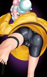 ass bike_shorts blue_hair blush cameltoe game_freak iono_(pokemon) jhon_do_do(jhon_do_do_3) looking_down_at_viewer multicolored_hair pink_hair pokémon pokemon pokemon_sv purple_eyes pussy