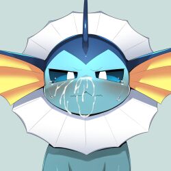 1:1 2021 alternate_version_at_source ambiguous_gender blue_background blue_body blue_eyes blush bodily_fluids cum cum_on_face cum_on_muzzle digital_media_(artwork) eeveelution feral fin frill_(anatomy) generation_1_pokemon genital_fluids headshot_portrait hi_res icon kemono looking_at_viewer multicolored_body nintendo pokemon pokemon_(species) portrait ravinosuke1 reaction_image simple_background solo sweat sweatdrop tears unwanted_cum_on_body vaporeon