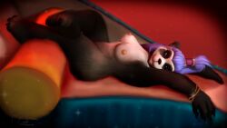 anthro big_breasts couch furry genie genie_girl jewelry laying_on_couch lilac_hair pandaren pandaren_female paws tagme tagme_(artist) world_of_warcraft wow