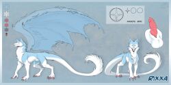 alduinred animal_genitalia balls blue_body blue_fur cold elemental_manipulation feral fur furry_balls genitals hair hi_res ice_manipulation knot long_hair magic_user male model_sheet multicolored_body multicolored_fur penis red_sclera reference_image rixxa_(darksci) sergal sheath solo two_tone_body two_tone_fur white_body white_fur wings yellow_eyes