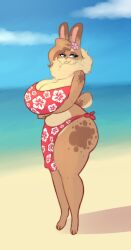 beach big_ass big_breasts breasts bubble_butt female furry hazel_(shakotanbunny) huge_ass shakotanbunny thick_thighs wide_hips