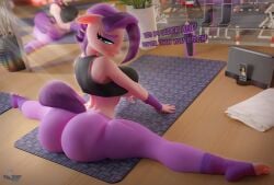 1girls 2022 3d anthro ass big_ass breasts clothing crop_top dat_ass equine fat_ass feet female female_only gym hooves-art huge_ass indoors large_ass looking_at_viewer looking_back my_little_pony pony splits spoiled_rich_(mlp) thick_ass thick_thighs underboob wide_hips yoga yoga_mat yoga_pants