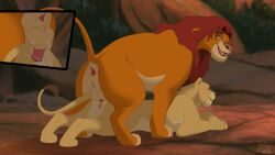 anal anal_sex anus arf-fra balls bodily_fluids cum disney doggy_style duo felid female feral from_behind_position genital_fluids genitals hi_res lion male male/female mammal nala pantherine penetration penis pussy sex simba the_lion_king