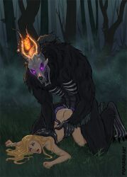 2022 2_horns 4_toes antelope anthro anthro_penetrating anthro_penetrating_human arm_frill ass ass_up bell black_body black_fur blonde_hair blue_eyes bodily_fluids bone bovid claws cum cum_from_pussy cum_in_pussy cum_inside detailed_background dorsal_frill drooling duo duskwalker duskwalker_brides feet female finger_claws fire forest frill_(anatomy) fucked_silly fur genital_fluids glowing glowing_eyes grass hair hi_res horn human human_on_anthro human_penetrated interspecies kneeling larger_anthro larger_male leg_frill light light_body light_skin lighting lying male male/female mammal membrane_(anatomy) membranous_frill msmorbid official_art on_front opal_reyne_(writer) open_mouth orpheus_(duskwalker_brides) penetration penile penile_penetration penis_in_pussy penis_tentacles plant pupils_only purple_eyes purple_tentacles pussy_juice reia_(duskwalker_brides) rib_cage saliva sex sharp_teeth signature size_difference skull skull_head smaller_female smaller_human teeth tentacle toe_claws toes tree vaginal_penetration vaginal_penetration