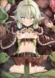 3boys 3girls absurdres arm_grab belt black_belt black_pantyhose blank_censor blonde_hair blush brown_cape brown_shorts cape censored clenched_teeth clothed_sex colored_skin cow_girl_(goblin_slayer) elf goblin goblin_male goblin_slayer goblin_slayer! green_eyes green_shirt green_skin high_elf_archer_(goblin_slayer) highres imminent_rape interspecies jon_(pixiv31559095) long_hair low_twintails medium_hair missionary multiple_boys multiple_girls nipples on_floor pantyhose penis pink_hair pointy_ears pov priestess_(goblin_slayer) rape scared sex shirt shorts solo_focus spread_legs straight teeth torn_clothes torn_pantyhose torn_shirt torn_shorts twintails wide-eyed