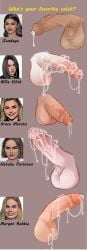 billie_eilish celebrity cherryfuckerz chloe_grace_moretz cock_chart cum cum_on_penis cum_soaked futa_only futanari limp_penis lineup margot_robbie natalie_portman penis_size_chart penis_size_difference shemale size_comparison zendaya