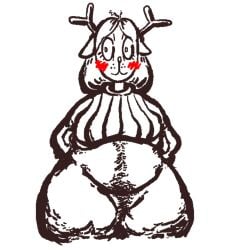 age_difference anthro antlers blush cellulite clothed clothing deer deltarune female female/female hair hairy_belly horn huge_hips long_hair mammal monochrome mothwaxmistjar no_underwear noelle_holiday overweight pantsless pattern_clothing pattern_sweater pattern_topwear pear-shaped_figure pubes solo striped_clothing striped_sweater striped_topwear stripes sweater thick_thighs topwear undertale_(series) wide_eyed wide_hips younger_female