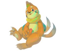 2_tails 3_fingers 3_toes anthro arik_(artist) ariklove balls blue_eyes blush buizel embarrassed erection eyebrows fangs feet fingers fur generation_4_pokemon genitals half-closed_eyes happy hi_res male mammal masturbation monster_mind multi_tail mustelid narrowed_eyes nintendo nude orange_body orange_fur pawpads penis pokemon pokemon_(species) simple_background solo tail teeth toes tongue tongue_out vein veiny_penis white_background