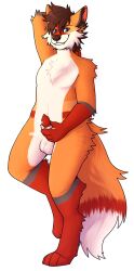 animal_genitalia animal_penis anthro balls bedroom_eyes canid canine canine_genitalia canine_penis demon feroxdoon fox genitals half-erect hi_res holding_penis male mammal musk narrowed_eyes penis penis_tip pinup pose red_fox sanctimonious_art sanctimony seductive sheath solo transparent_background