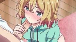 1boy 1girls blonde_hair blowjob blush blush_lines kanojo_okarishimasu nanami_mami penis tagme