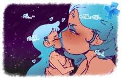 2girls dream female female_only giant hexanne incest kissing lesbian_kiss multiple_girls queen_luna_(hexanne) size_difference spanglish star_(hexanne) tagme text yuri