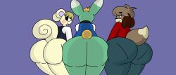 animal_crossing anthro ass brappycatty digby_(animal_crossing) group lagomorph leporid male male/male male_only mammal marshal_(animal_crossing) nintendo rabbit sasha_(animal_crossing) tagme trio