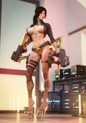 1girls 3d athletic athletic_female barely_visible_genitalia barely_visible_pussy big_ass big_breasts breasts british british_female brown_hair busty crossover curvaceous curvy curvy_figure cyberpunk cyberpunk_2077 european european_female female female_only fit fit_female g-string glowing_heels gun high_heels hips hourglass_figure human lara_croft lara_croft_(survivor) large_thighs legs light-skinned_female light_skin lips low_cut_panties mature mature_female panties platform_heels pussy pussy_peek solo string_panties tattoos thejaderabbit thick thick_legs thick_thighs thighs tomb_raider tomb_raider_(survivor) toned toned_female voluptuous waist wide_hips