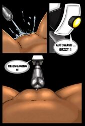 1girls blizzard_entertainment comic comic_page dark-skinned_female dark_skin dialogue human human_(world_of_warcraft) jizzabel original_character sex_toy shina vibrator warcraft white_hair world_of_warcraft