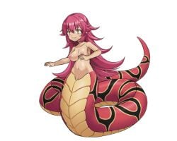 animated apode areola big_breasts breasts digital_media_(artwork) draconcopode female genitals ginagi_(artist) hair lamia legless monster_girl_(genre) navel nipples nude purple_tongue pussy red_body red_hair red_scales reptile scales scalie serpentine short_playtime simple_background snake split_form tan_body tan_skin tongue white_background yellow_eyes