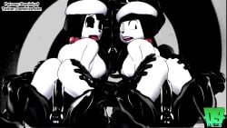 2girls 3boys 3d 60fps animated black_hair bonbon_(derpixon) bouncing_breasts chuchu_(derpixon) cowgirl_position dark_skin dash_(derpixon) dominica9 female grabbing_ass humanoid looking_back male mime mime_and_dash mp4 music open_mouth orgy penetration sex sex_from_behind short_hair sound straight tagme vaginal_penetration video watermark white_skin