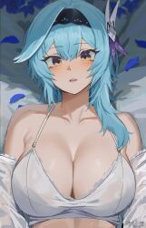 breasts eula_(genshin_impact) female female_only genshin_impact looking_at_viewer nvl open_mouth solo tagme