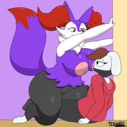 anthro_on_anthro big_breasts braixen breasts female pokémon_(species) pokemon pokemon_(species) thick_thighs thixxen wide_hips