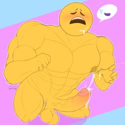 1boy 2022 abs balls big_muscles blush closed_eyes cum cum_on_face cum_on_own_face cum_on_self cumshot eggplant eggplant_emoji ejaculation emoji emoji_(buff) emoji_(race) erection gay genitals glans humanoid_genitalia humanoid_penis male male_only muscular muscular_male nipple_piercing nipples open_mouth orgasm orgasm_face pecs penis pictographics piercing pink_glans simple_background standing teeth toony vein veins veiny_penis yamwamm yellow_balls yellow_body yellow_nipples yellow_penis yellow_skin