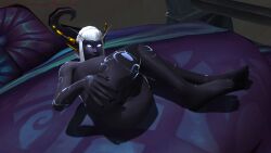 1girls 3d anus blizzard_entertainment nightborne orgess orgess3d original_character purple_skin pussy solo warcraft white_hair world_of_warcraft