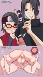 2boys 2girls age_difference artist_request black_hair blush boruto:_naruto_next_generations clothing cum cum_in_pussy cum_inside duo duo_focus ejaculation female fertilization forehead_protector from_behind glasses hand_on_penis heart huge_cock imminent_penetration impregnation incest long_hair looking_at_another male multiple_boys multiple_girls naruto naruto_(series) naruto_shippuden nude ovum penetration penis pussy pussy_juice sakura_haruno sarada_uchiha sasuke_uchiha sex short_hair smile sperm_cell spread_legs testicles thick_thighs thighs trembling uchiha_itachi uncle_and_niece vaginal_penetration x-ray