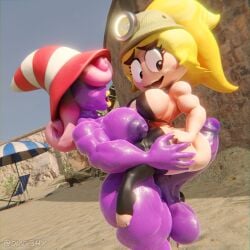 3d diag34k futa_on_female futanari goombella imminent_sex muscular_female muscular_futanari paper_mario vivian_(paper_mario)