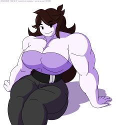 abs biceps breasts brown_hair female hair jaiden jaiden_animations muscles muscular muscular_arms muscular_female muscular_legs muscular_thighs pandatarius pecs