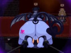 ass ass_focus black_hair blue_skin bondage cowgirl_position cum_in_pussy cum_inside dieselmine ejaculation long_cumshot looping_animation milking milking_farm riding_penis succubus