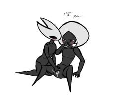 2girls black_body blush blush_lines blushing blushing_female bug bug_girl covering_mouth female/female fingering fingering_pussy hollow_knight hollow_knight:_silksong hollow_knight_(franchise) hornet_(hollow_knight) insect insect_girl lace_(hollow_knight) lace_(hollow_knight:_silksong) lesbian_sex moan moaning moaning_female moans pussy pussy_juice spider spider_girl team_cherry yuri