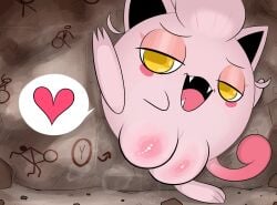 1girls ancient_pokemon black_inner_ear female nude ota_(artist) pink_body pink_ears pink_hair pink_tongue plump_labia pokemon pokemon_(species) puffy_pussy pussy scream_tail solo yellow_eyes