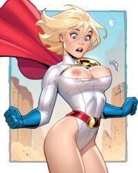 1girls ai_generated alien alien_girl alien_humanoid areolae big_breasts blonde_hair blue_eyes breasts dc dc_comics female female_only kryptonian nipples power_girl short_hair solo solo_female superhero superheroine superman_(series) surprised surprised_expression tagme wardrobe_malfunction