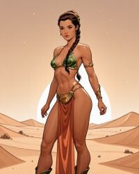 1girls ai_generated braid braided_hair braided_ponytail brown_hair long_hair lucasfilm ponytail princess_leia_organa slave slave_bikini slave_girl slave_leia slave_outfit star_wars