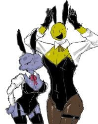 battle_for_dream_island bfdi bowtie breasts bunny_ears bunnysuit collar crossdressing garter_straps male nonbinary object_shows sleeves thigh_strap winner_(bfdi) yellow_face_(bfdi)