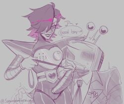 big_penis blushing_profusely deltarune fully_clothed good_boy leash_and_collar leash_pull male_focus male_only mettaton petplay praise robot_boy robot_humanoid tenna_(deltarune) tv_head undertale yaoi